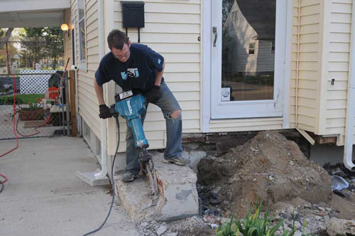 Jackhammer porch destruction